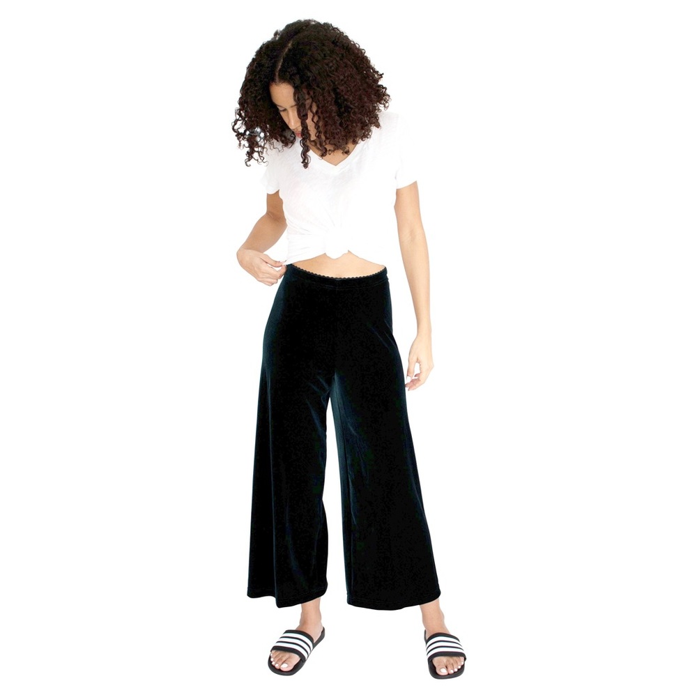 Stretch Velvet Crop High Waist Pant Hunter Green